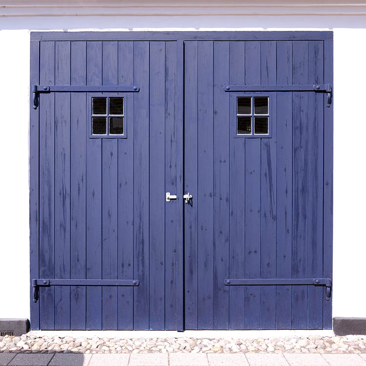 Photo 08747: New, blue garage door made of planks