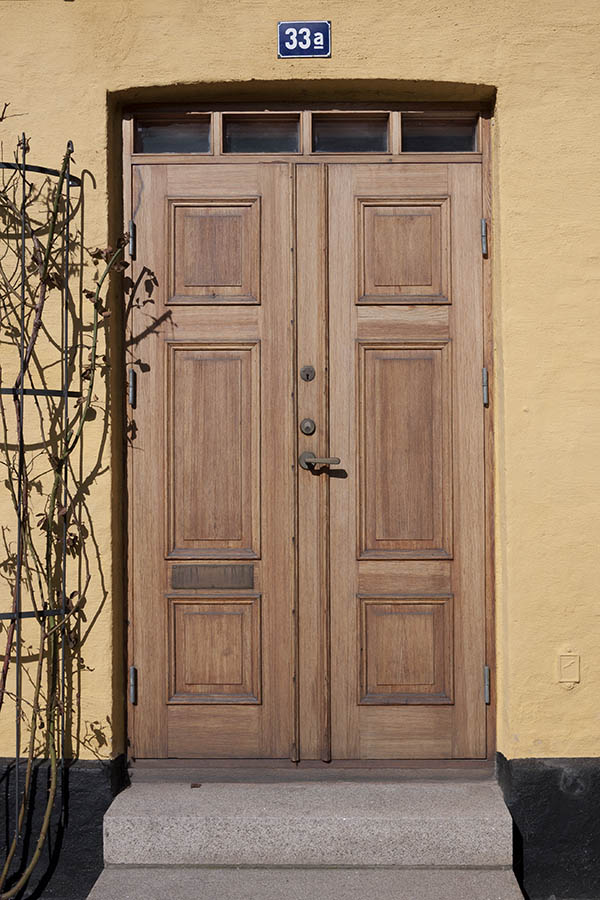 Photo 10232: Panelled, oiled double door with top window