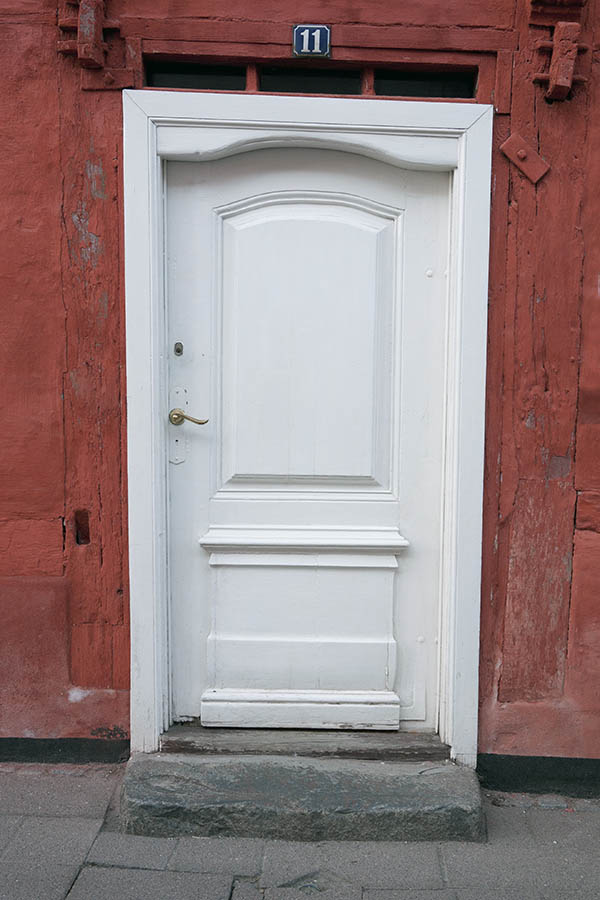 Photo 10770: Lopsided, formed, panelled, white door
