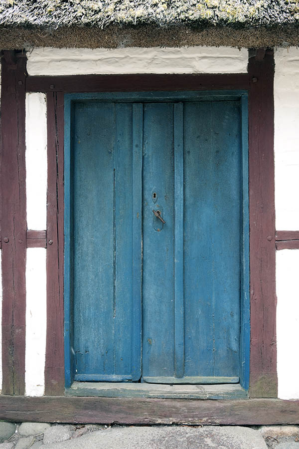 Photo 11288: Blue door made of planks with sidepiece
