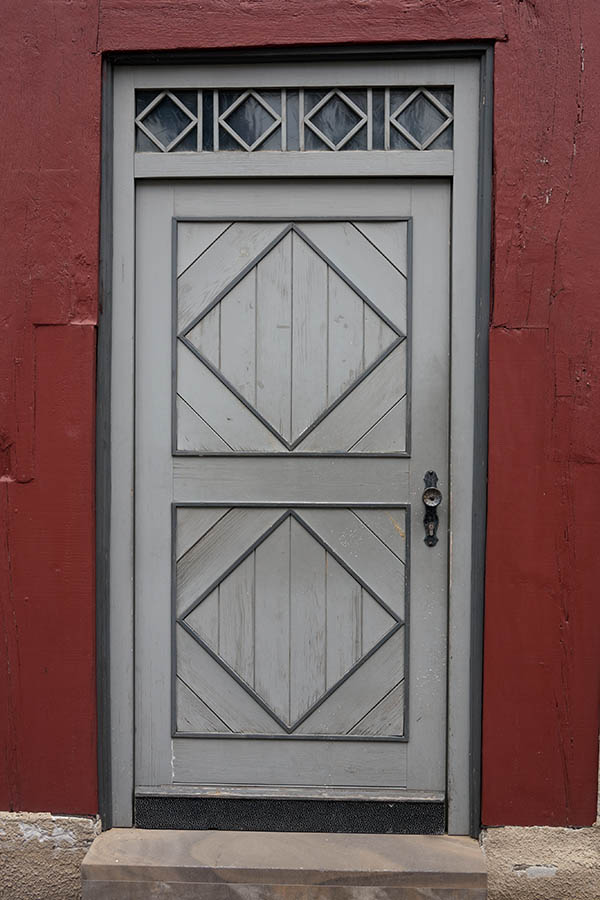 Photo 11833: Panelled, grey door with top window