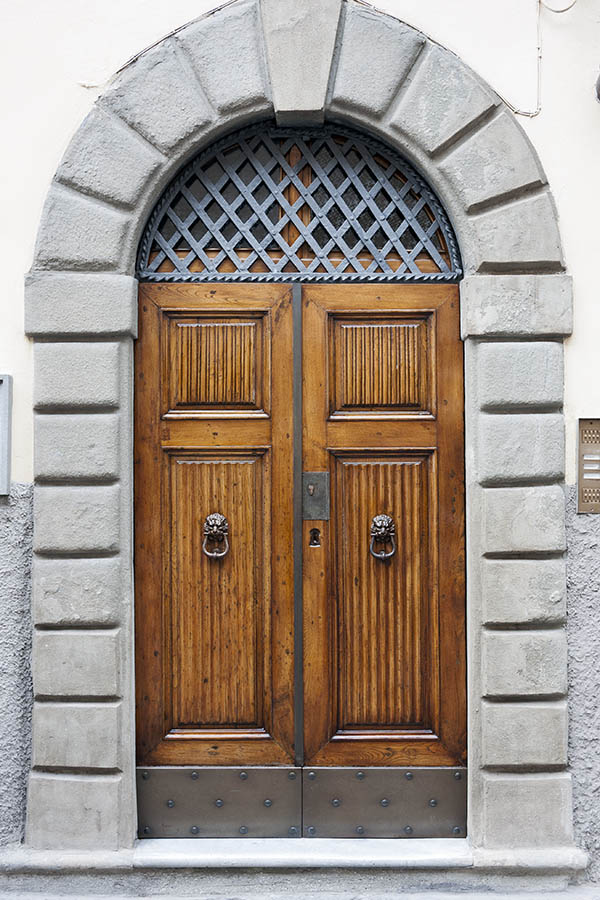 Photo 14908: Panelled, lacquered double door with barred fan light