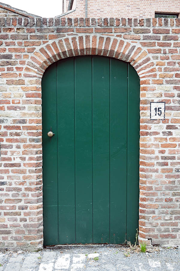 Photo 15934: Formed, green door made of planks