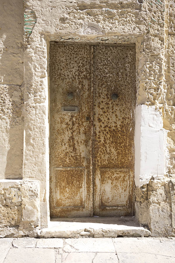 Photo 24150: Worn, rusty, grey metal double door