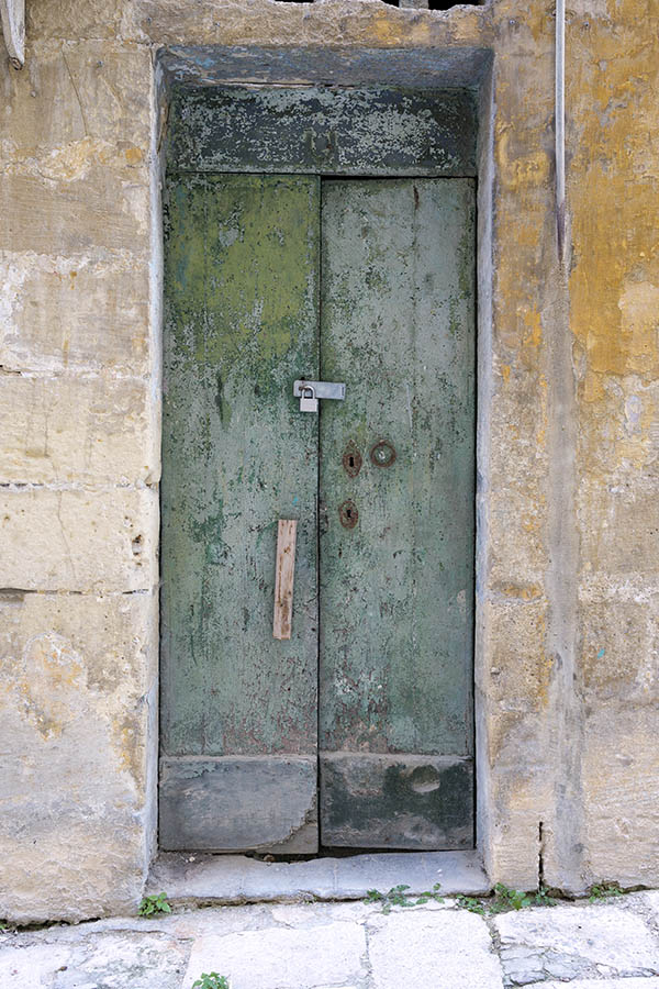Photo 24244: Decayed, green double door of planks