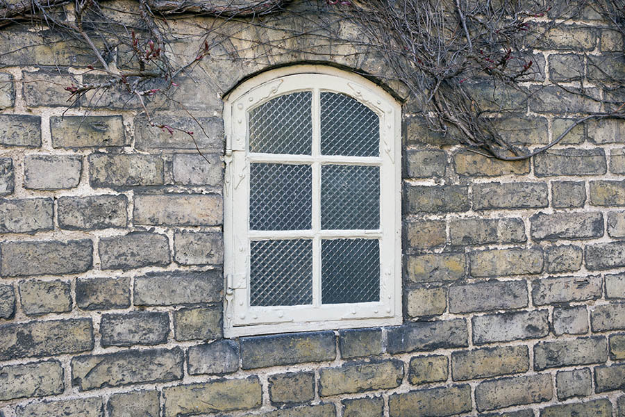 Photo 25024: Formed, white window with six panes