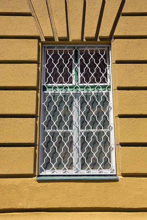 Photo 26006: White and green, latticed window with four frames and six panes