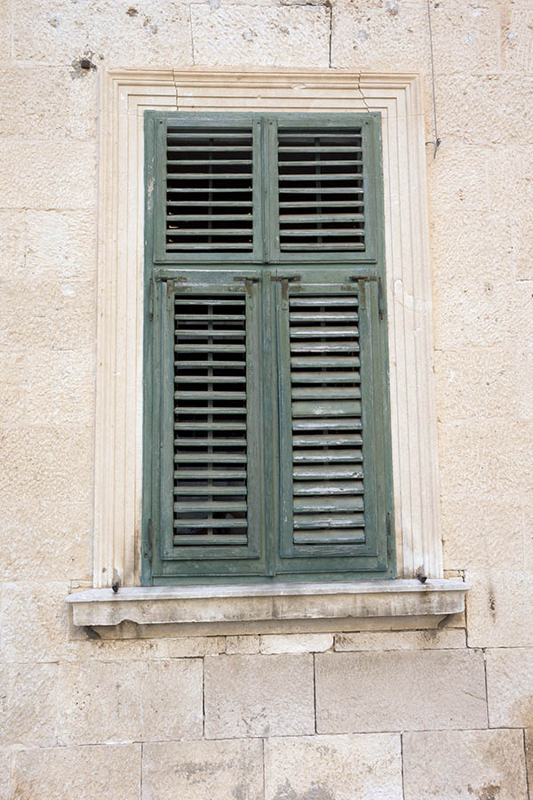Photo 26269: Green, shuttered window with four frames