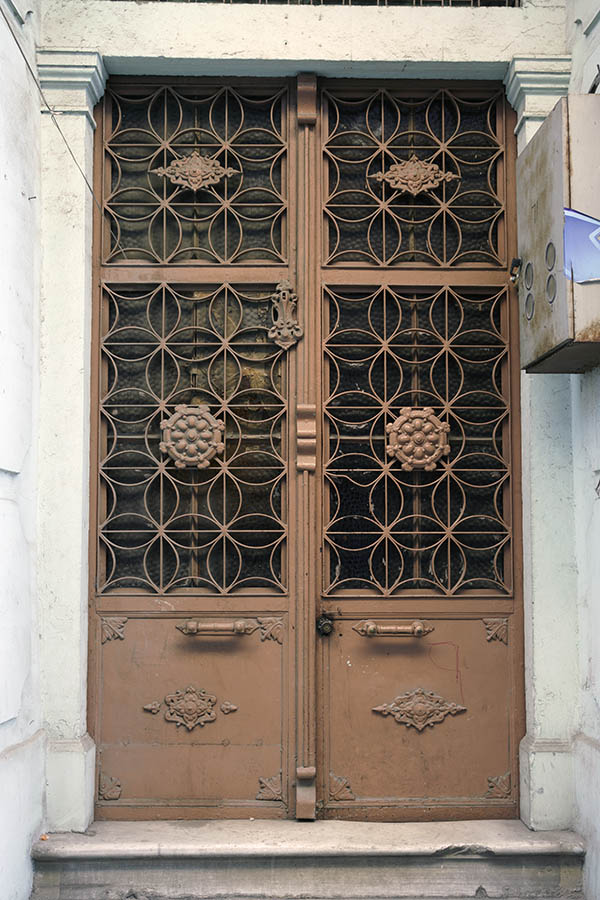 Photo 26472: Light brown, latticed plate metal double door