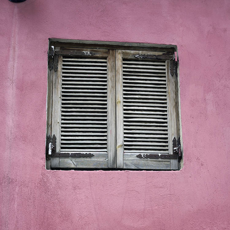 Photo 26920: Unpainted, brown shutters