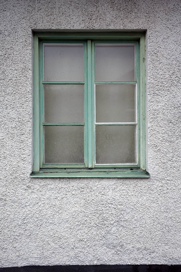 Photo 27241: Worn, green window with two frames and six panes