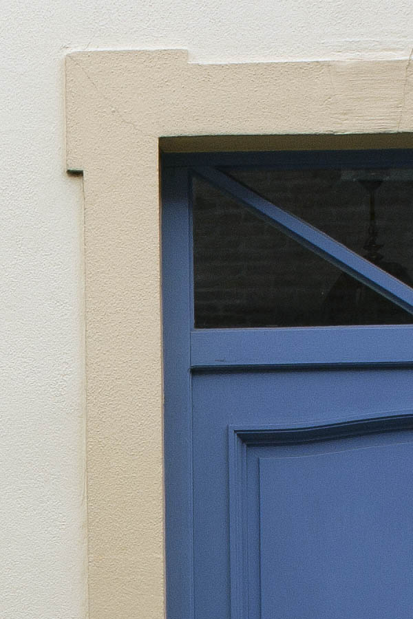 Photo 00131: Panelled, light blue door and window