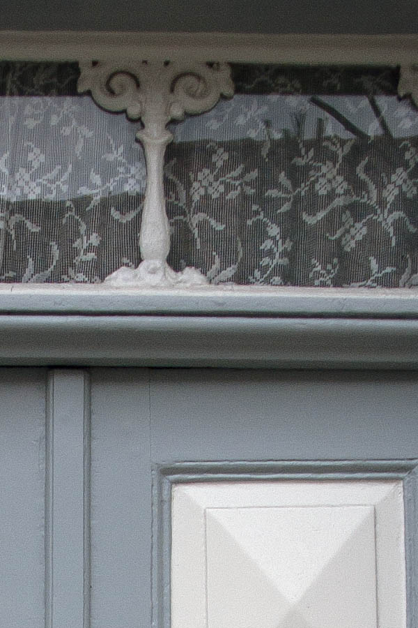 Photo 03992: Panelled, grey and white double door and top window