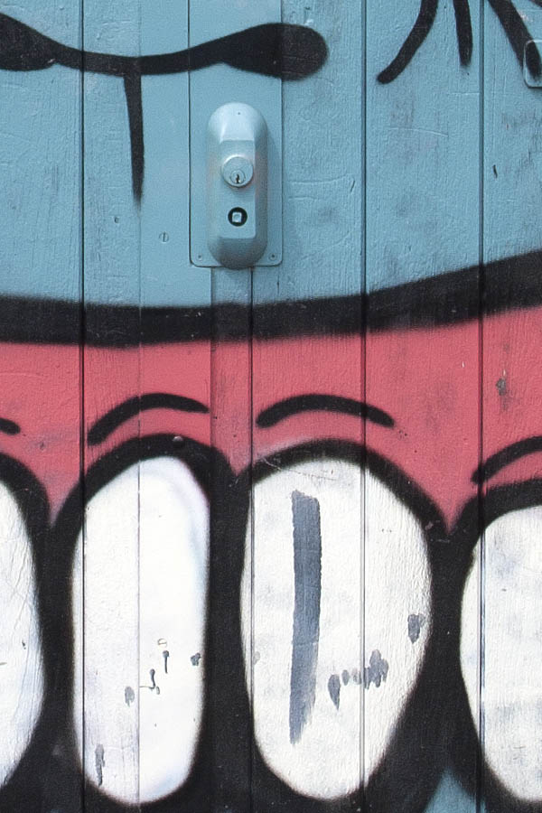 Photo 05146: Black double door disappeared in grafitti