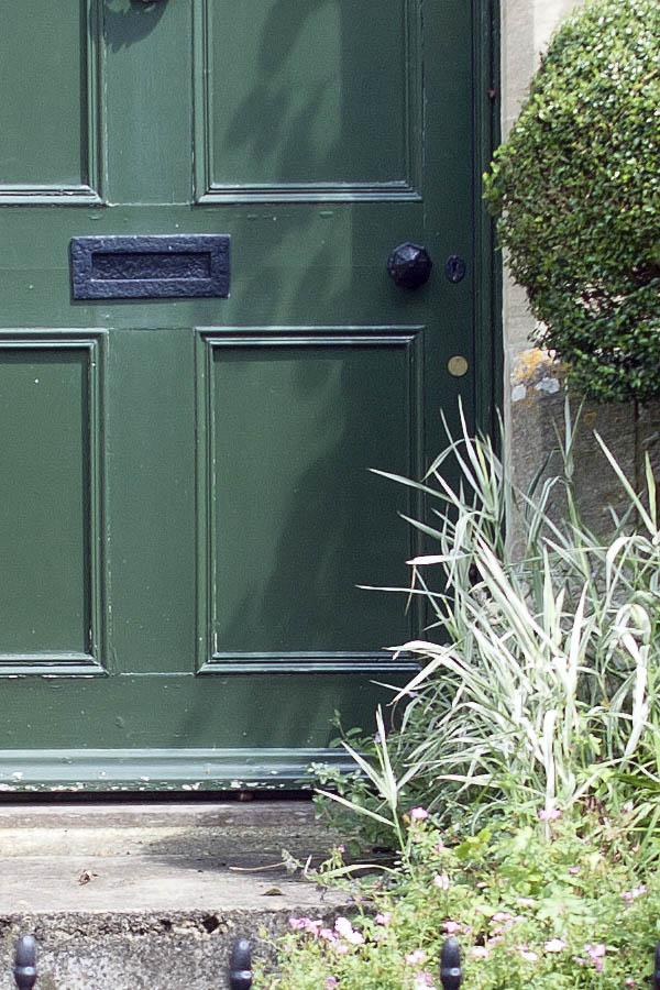 Photo 06685: Wide, panelled, green door with top window