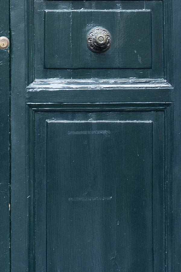 Photo 07996: Teal, panelled double door with latticed fan light and pilaster