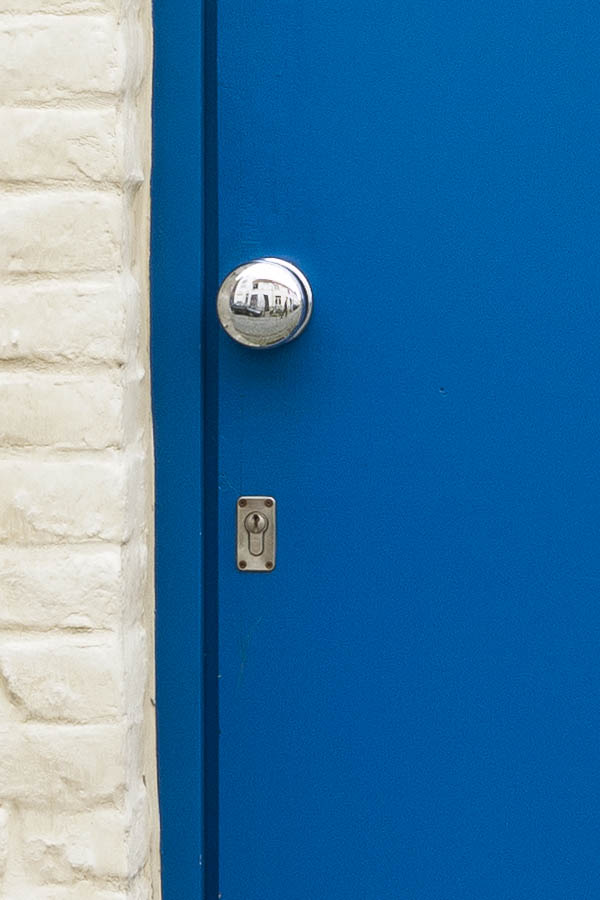 Photo 15777: New, blue plate door with top window
