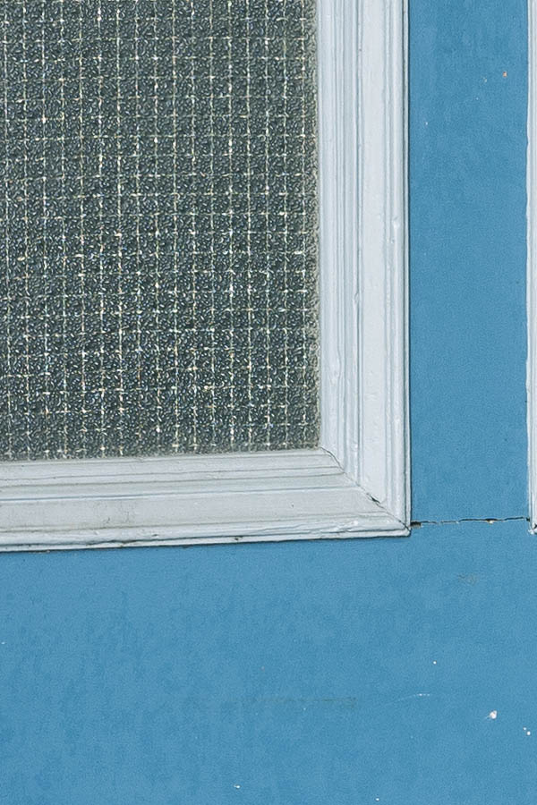 Photo 16358: Panelled, carved, light blue and grey door with door lights