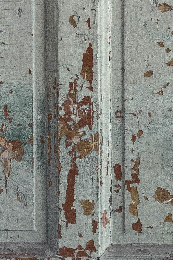 Photo 19594: Decayed, panelled, grey and brown door