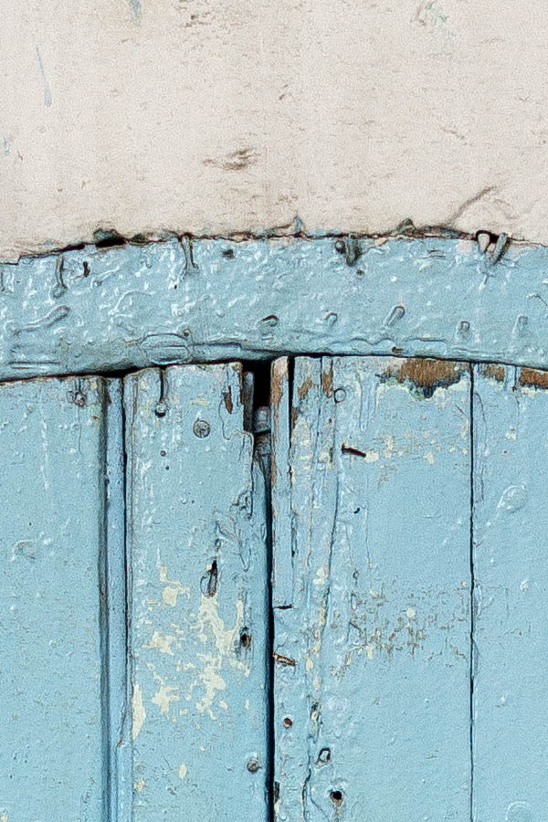 Photo 24491: Worn, formed, light blue gate