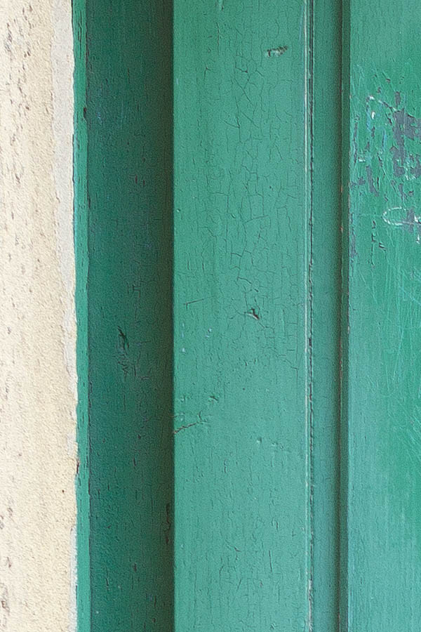 Photo 24700: Worn, formed, panelled, green double door