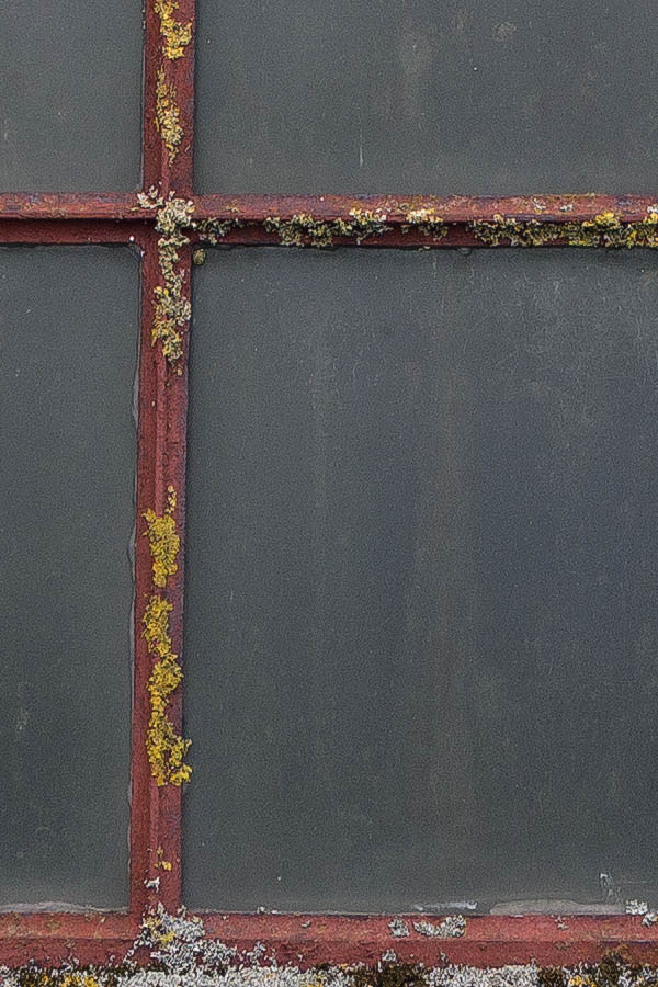 Photo 25172: Worn, rusty, brown metal stable window