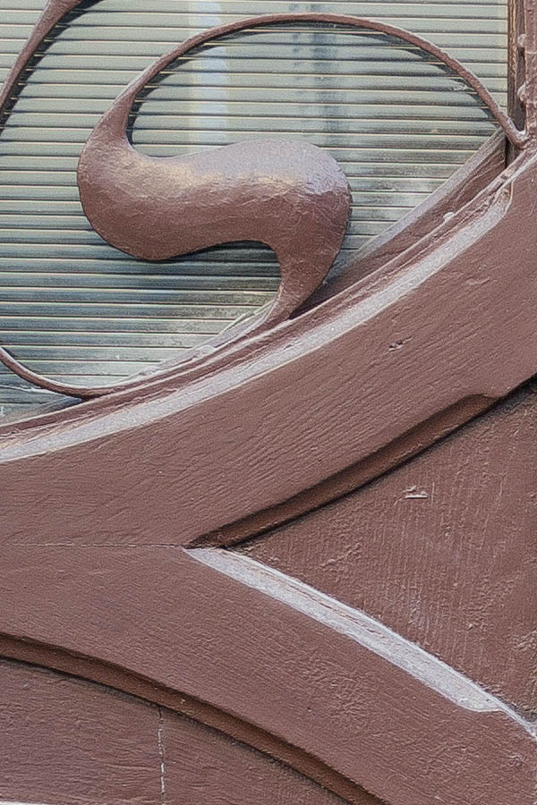 Photo 25548: Formed, carved, brown double door with latticed door lights