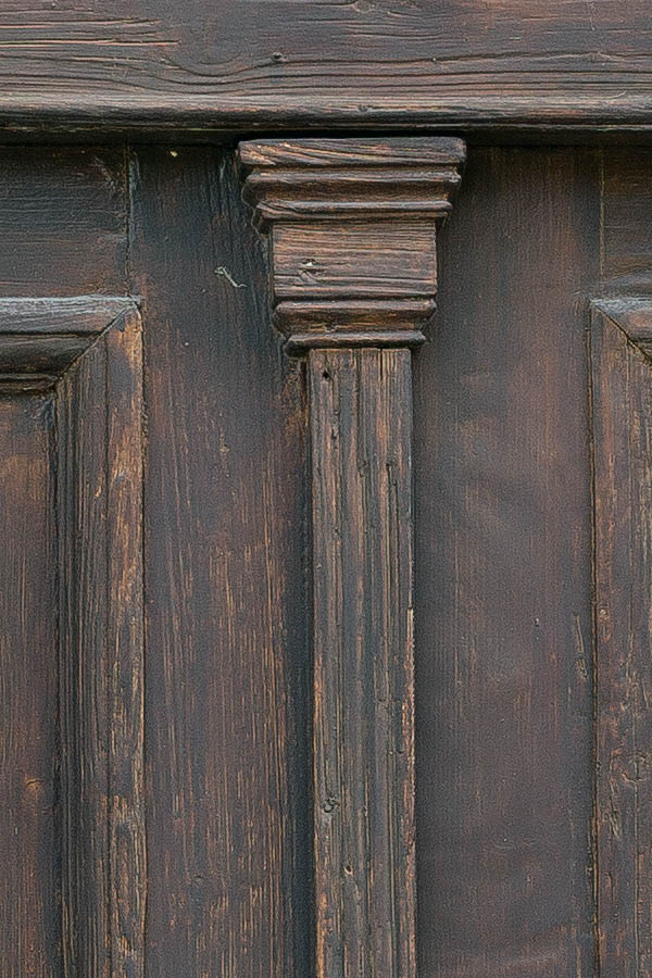 Photo 25976: Panelled, carved, oiled double door with large fan light