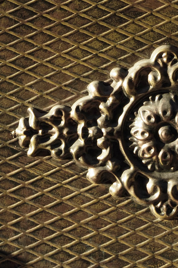 Photo 26478: Latticed, brown metal door with lattice