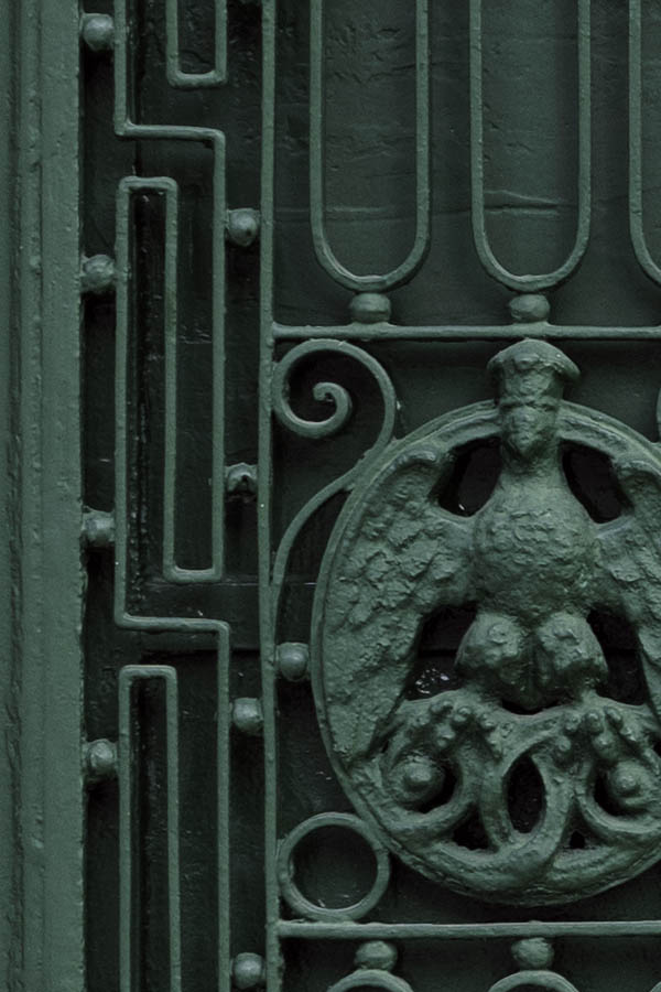 Photo 26558: Green metal double door with grating