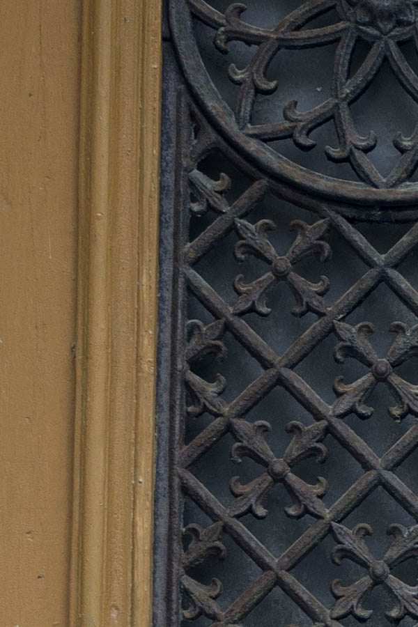 Photo 27242: Light brown, carved, panelled double door with latticed door lights