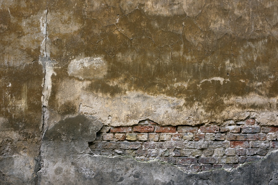 Photo 19201: Decayed, plastered, grey and brown wall