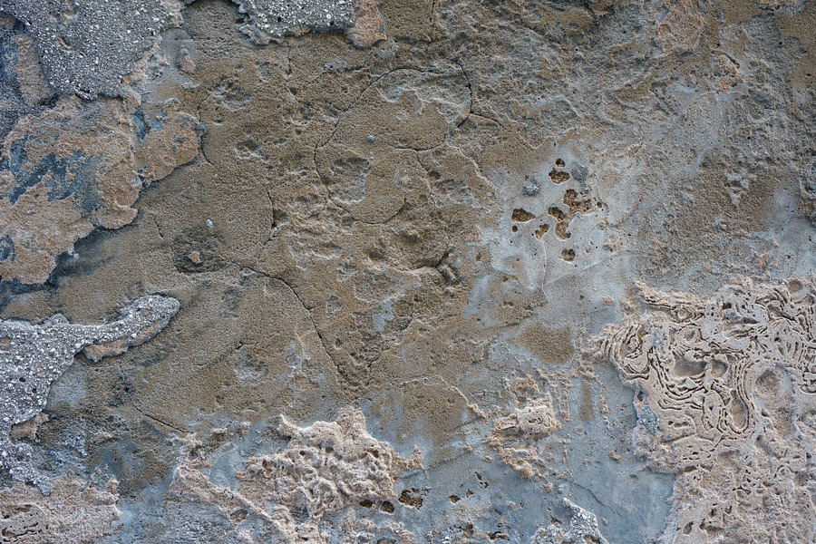 Photo 24410: Worn, plastered wall in yellow and blue colours