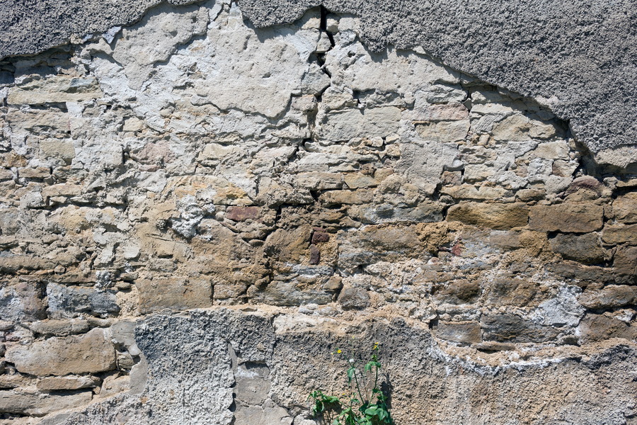 Photo 25459: Decayed, grey, plastered wall