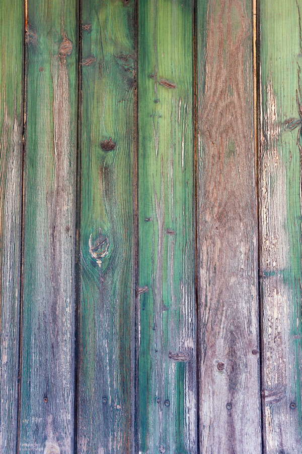 Photo 25940: Worn, green wall of boards