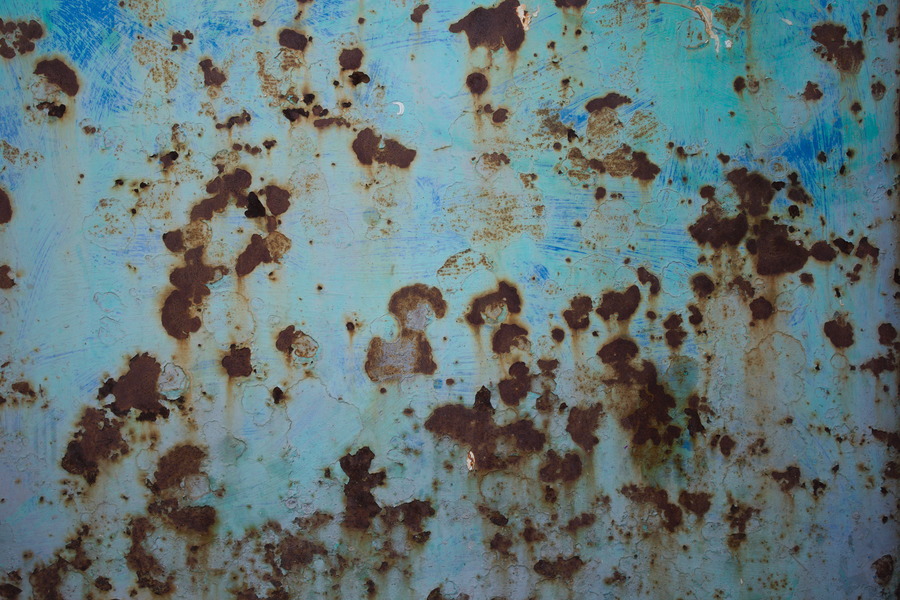 Photo 27416: Rusty, blue wall of metal