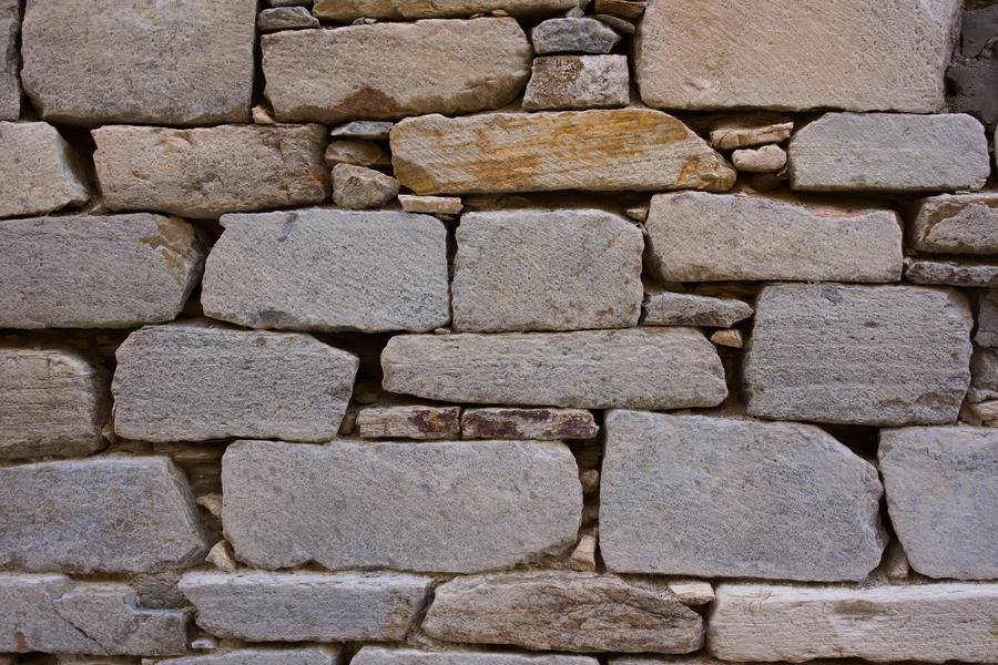 Photo 27459: Stone wall with grey and light yellow stones