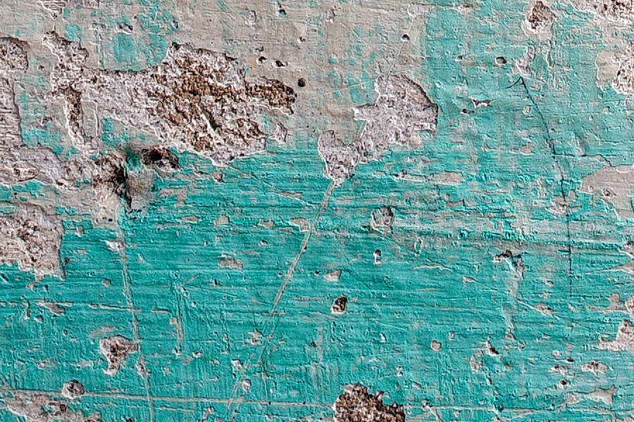 Photo 24518: Worn, plastered wall in turquoise and white colours