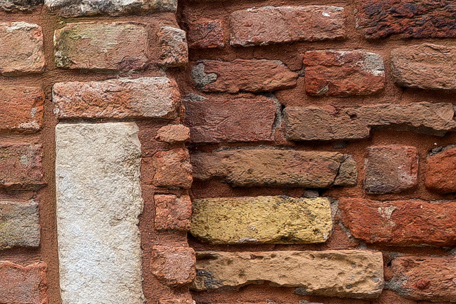 Photo 24864: Red brick wall with remains of a doorway