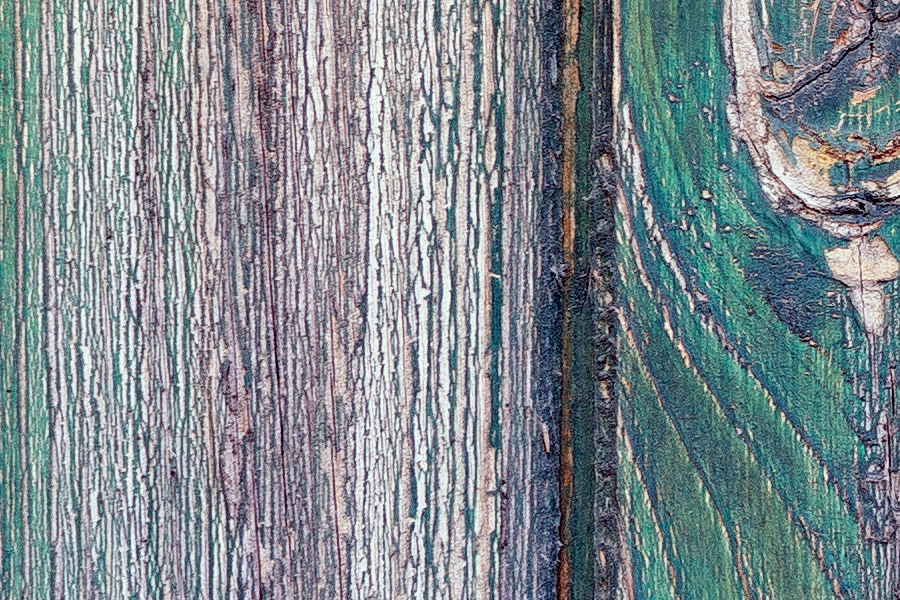 Photo 25940: Worn, green wall of boards