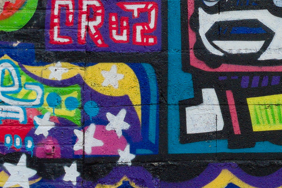 Photo 27402: Wall grafitti in red, blue, green, yellow and white