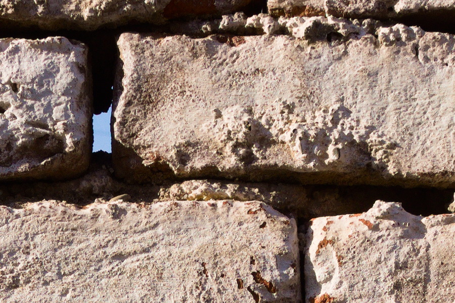 Photo 27420: Rough wall of red bricks