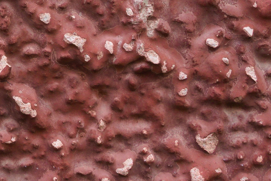 Photo 27500: Red, plastered wall with white spots.