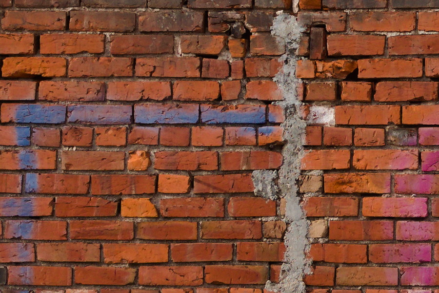 Photo 27516: Worn, red brick wall